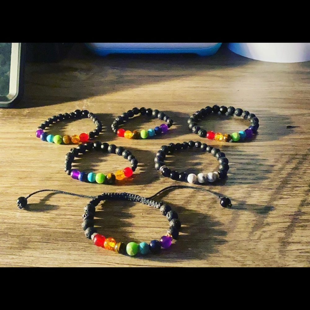 Chakra/zodiac(birthstone) lava bead bracelets